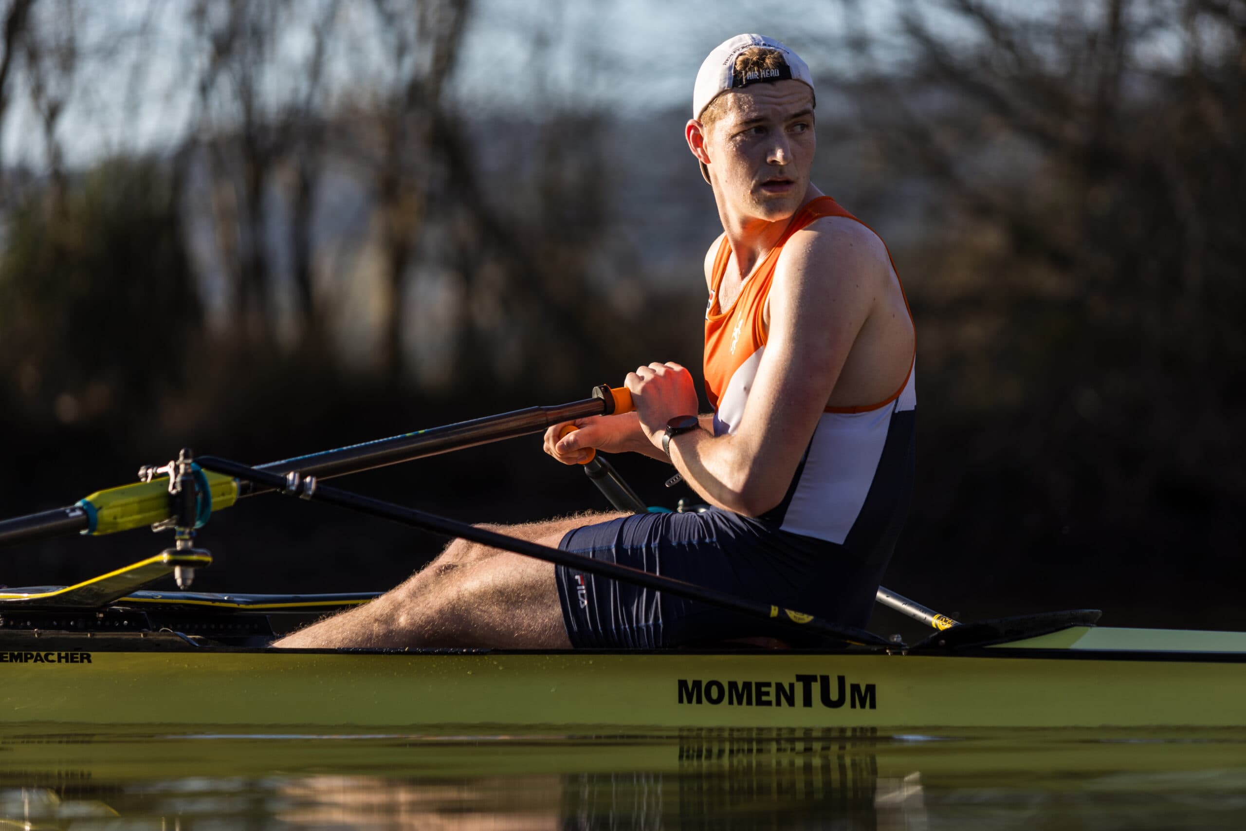 Athletes training together by the rowing club